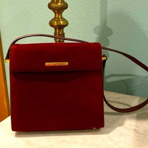 Burgundy suede St. John’s purse